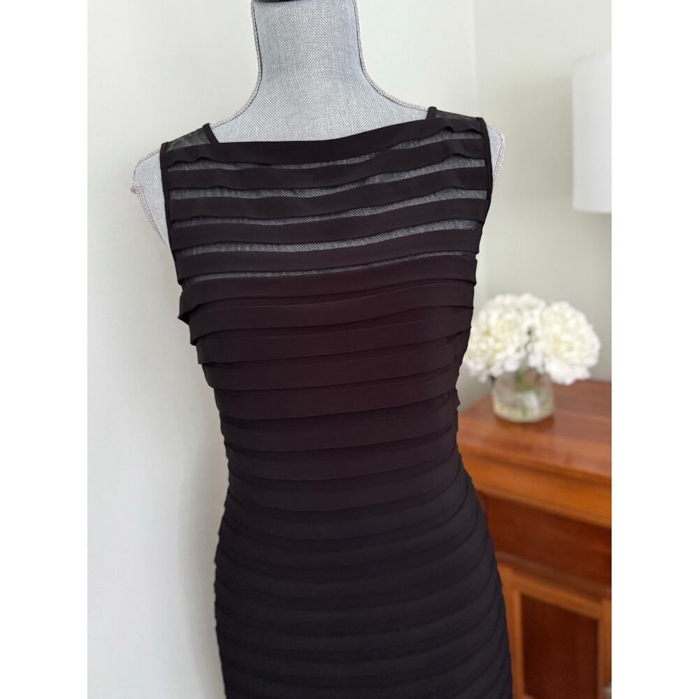 Adrianna Papell NEW Black Shutter Pleat Midi Dress Sleeveless Cocktail Size 10 - Picture 4 of 14